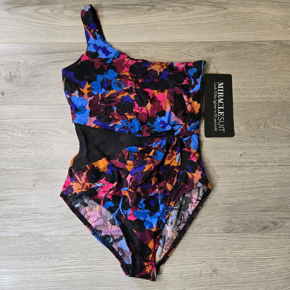 Miraclesuit Solstice Gem Slimming One Piece Swimsuit Red Multi 8 NWT Support - Picture 2 of 10